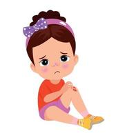 sad knee bleeding girl fell down vector