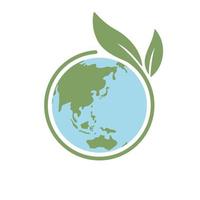 Planet earth icon with leaf protecting it. Save the world, eco-friendly symbol. Protect the environment. vector