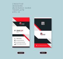 Modern Creative vertical layout and Clean Business Card Template.  Black white and Red color styles card. vector illustration eps 10.