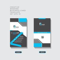 Modern Creative and Clean Business Card Template. Black white and blue color styles card.  vector illustration eps 10.