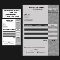 Abstract polygon corporate invoice design template .Print ready invoice template design vector