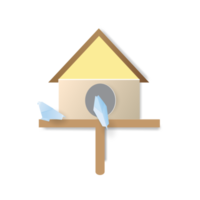 A birdhouse with blue bird origami. png