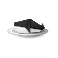 An illustration of origami whale in the plate. png