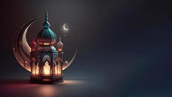 ai generado Ramadán mezquita y linterna foto