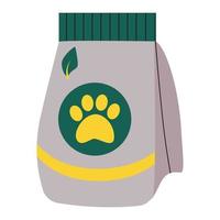 A large package of food for animals, cats, with a label with a paw. vector