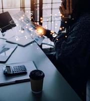 Digital transformation technology strategy, IoT, internet of things. transformation of ideas and the adoption of technology in business in the digital age, enhancing global business capabilities. Ai photo