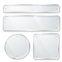 Set of rounded corner transparent glass plates png