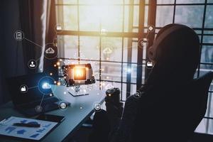 Digital transformation technology strategy, IoT, internet of things. transformation of ideas and the adoption of technology in business in the digital age, enhancing global business capabilities. Ai photo