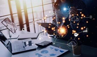 Digital transformation technology strategy, IoT, internet of things. transformation of ideas and the adoption of technology in business in the digital age, enhancing global business capabilities. Ai photo
