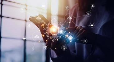 Digital transformation technology strategy, IoT, internet of things. transformation of ideas and the adoption of technology in business in the digital age, enhancing global business capabilities. Ai photo