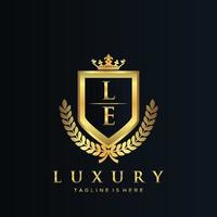 LE Letter Initial with Royal Luxury Logo Template vector