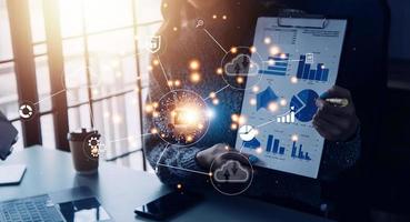 Digital transformation technology strategy, IoT, internet of things. transformation of ideas and the adoption of technology in business in the digital age, enhancing global business capabilities. Ai photo
