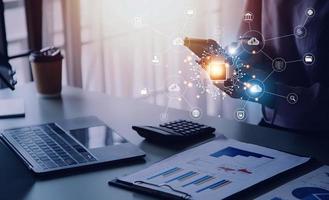 Digital transformation technology strategy, IoT, internet of things. transformation of ideas and the adoption of technology in business in the digital age, enhancing global business capabilities. Ai photo