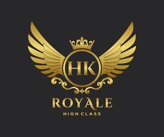 dorado letra hk modelo logo lujo oro letra con corona. monograma alfabeto . hermosa real iniciales carta. vector