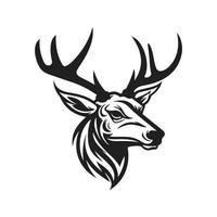 ciervo, logo concepto negro y blanco color, mano dibujado ilustración vector