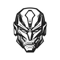 cyborg, logo concept black and white color, hand drawn illustration vector