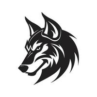 wolf, logo concept black and white color, hand drawn illustration vector