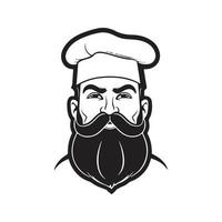 chef, logo concept black and white color, hand drawn illustration vector