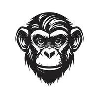 monkey, logo concept black and white color, hand drawn illustration vector