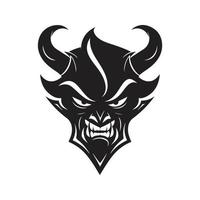 devil, logo concept black and white color, hand drawn illustration vector