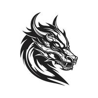 dragon, logo concept black and white color, hand drawn illustration vector