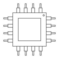 Ilustración simple del icono de chip de cpu de computadora electrónica digital vector