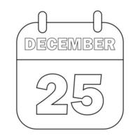 Simple illustration of 25 december calendar icon for Christmas holiday vector