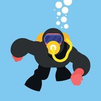 Scuba Diver, Vector Graphics, Isolated On Transparent Background.