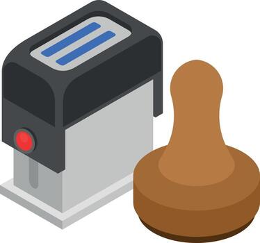 Stamp And Seal, 3D Vector Image, Isolated On Transparent Background.