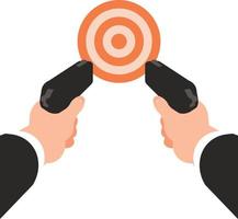 Two Hands With Handguns Pointing To A Target, Isolated On Transparent Background. vector