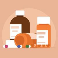 Medicaments In The Bottles, Isolated On Transparent Background. vector