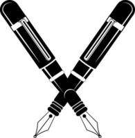 Vector Silhouette Of Two Fountain Pens, Isolated On Transparent Background.