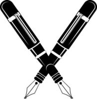 Vector Silhouette Of Two Fountain Pens, Isolated On Transparent Background.