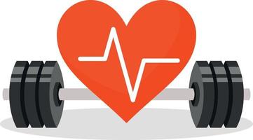 A Barbell With A Red Heart, Isolated On Transparent Background. vector