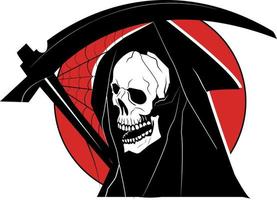 A Skull With A Scythe, Isolated On Transparent Background. vector