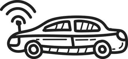 Doodle autonomous car icon outline vector