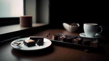 Photo of caffee and chocolate, In a distance, Minimalis -