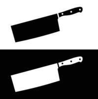 Chopping knife Cleaver flat silhouette icon vector. Collection of black and white kitchen appliances. Kitchen tools icon for web. Kitchen concept. All types of knives chefs need. vector