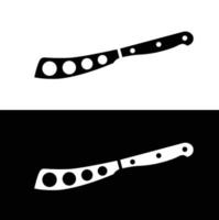 Soft cheese knife flat silhouette icon vector. Collection of black and white kitchen appliances. Kitchen tools icon for web. Kitchen concept. All types of knives chefs need. vector