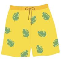 Colorful beach short for men flat vector in color. Item for summer time concept. Summer vacation, tropical holiday. Travel icon.