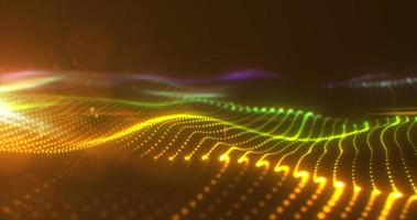 Abstract multicolored glowing waves from particles and dots energy magical futuristic hi-tech, abstract background photo