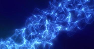 Abstract blue energy waves from futuristic hi-tech mesh particles glowing background photo