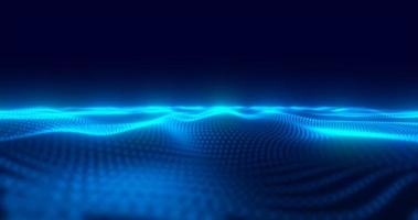 Abstract blue energy surface with magic waves from particles and dots with blur and glow effect abstract background photo