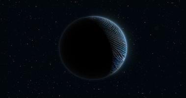 resumen azul espacio futurista planeta redondo esfera en contra el antecedentes de estrellas foto