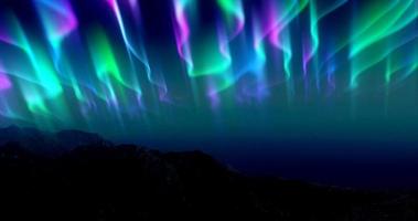 The abstract background of the multi -colored northern lights and mountains in the north, a bright iridescent realistic light light in the sky photo
