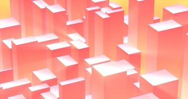 Abstract 3d cubes rectangles orange yellow gradient in the form of a big city with skyscrapers abstract background photo