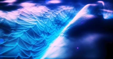 Abstract blue futuristic landscape of particles and dots of energetic magic with glow and blur effect, abstract background photo