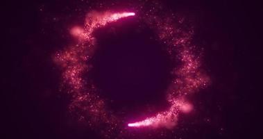 Abstract purple energy lines and cyclic circles with magic bokeh from particles, abstract background photo