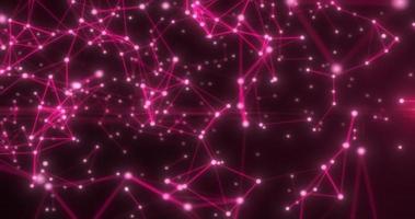 Abstract high tech red glowing lines with dots and plexus triangles, abstract background photo