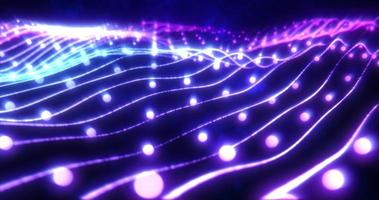 Abstract blue shiny glowing lines rays of energy and magical waves from particles and dots, abstract background photo